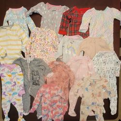 6-9 Month Baby Girl Footed Pajamas Sleepers | Lot of 14 | Mixed Brands