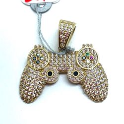 14Kt Yellow Gold CZ PS4 Controller Pendant 3.50g 200545/16