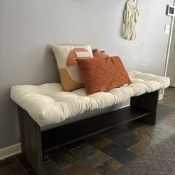 Modern Black/Gray Entryway Bench with Cushion