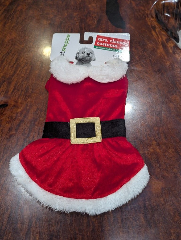 Pet shoppe Mrs. Clause Dog Puppy Holiday Costume XS-S Fits Most Dogs 12-19lbs