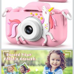 Dwfit Upgrade Selfie Kids Camera, Christmas Birthday Gifts for Boys Girls Age 3-12, HD Kids Digital Video Cameras for Toddler with Cartoon Soft Silico