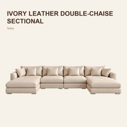 Ivory Leather Double-Chaise Sectional – Ivory