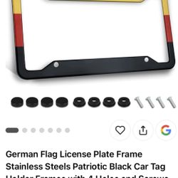 German Flag License Plate Frame Stainless Steel