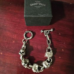 The Great Frog .925 solid sterling silver Skull bracelet