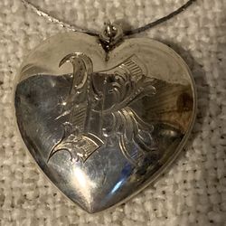 Vintage Tiffany & Co Signed Puffy Heart Necklace