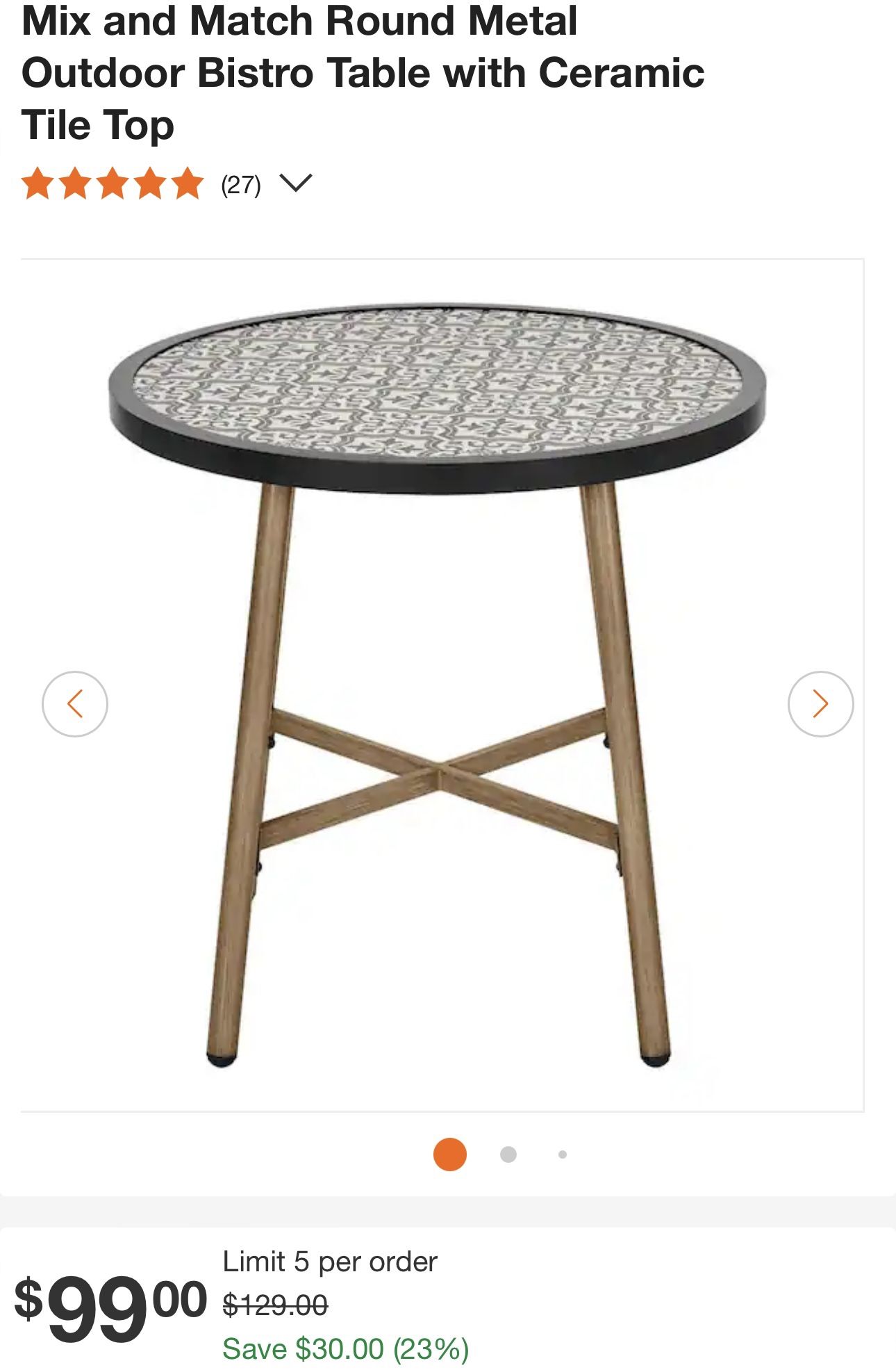 Round Metal And Wood Ceramic Time Table