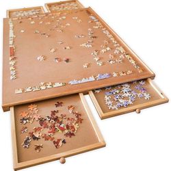1500 Piece Puzzle Board with Drawers - Jumbo Wooden Puzzle Plateau – Portable Puzzle Table 26"x 34" - Tabletop Deluxe Jigsaw Puzzle Organizer and Puzz