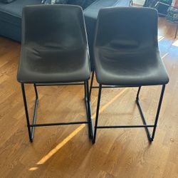 Faux Brown Leather Bar Stools 