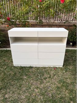White 8-Drawer Media Dresser with Power Outlet