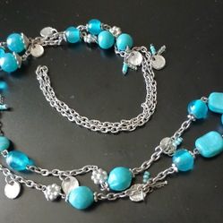 Turquoise And Silver-toned Necklace