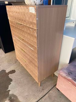 5-Drawer Tall Dresser with Gold Handles