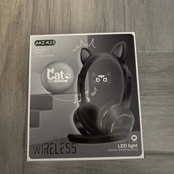 Cat Ear Bluetooth Headphones,Toddlers Kids Wireless Headphones for Boys Girls Amazon Fire Tablet/Laptop/Pad/School (Black)