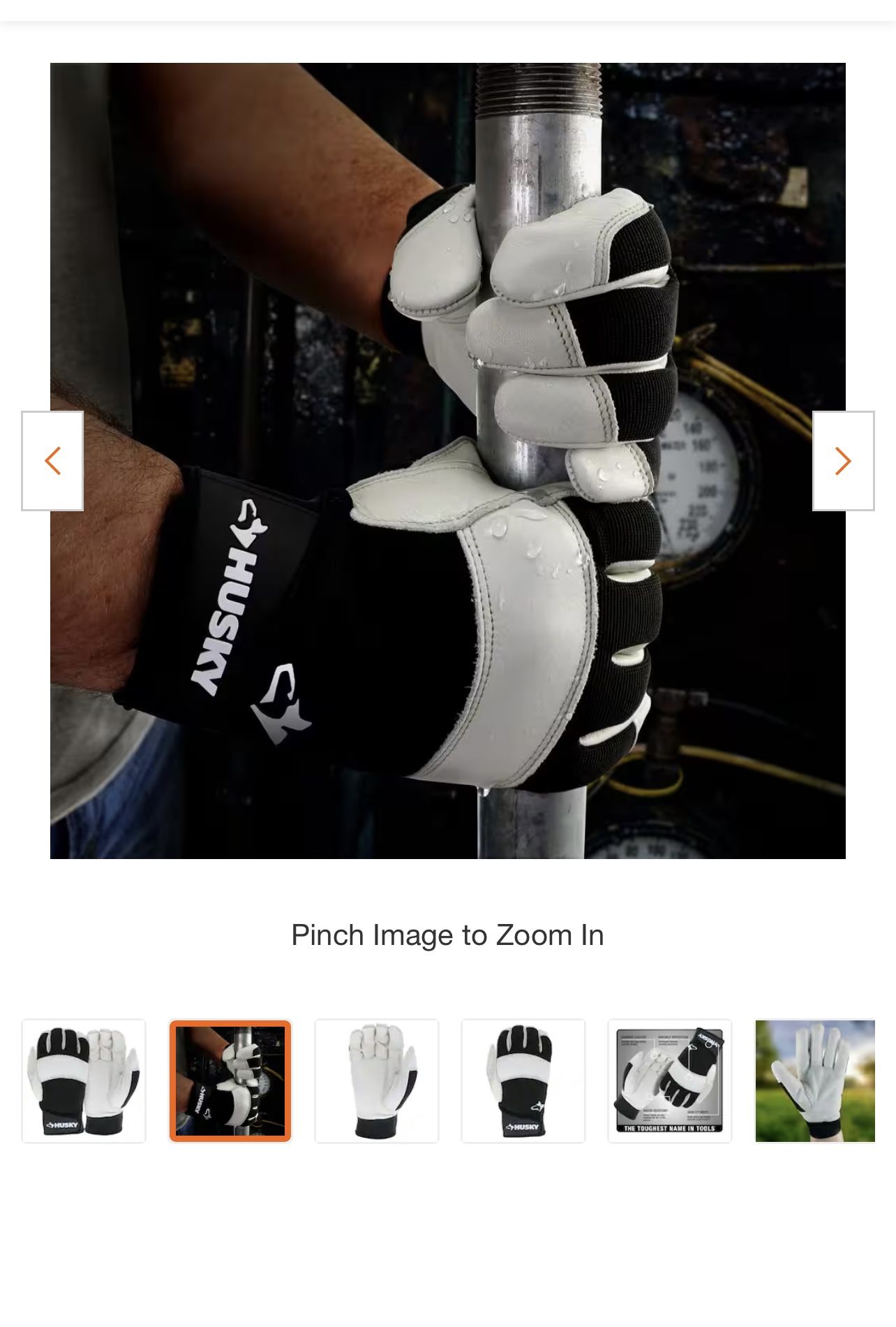 Husky Large Grain Cowhide Water Resistant Leather Performance Work Glove with Spandex Back