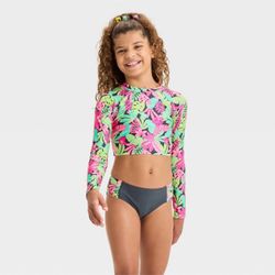 Cat & Jack girls floral printed rash Guard swimwear Top Size 4/5 NWT