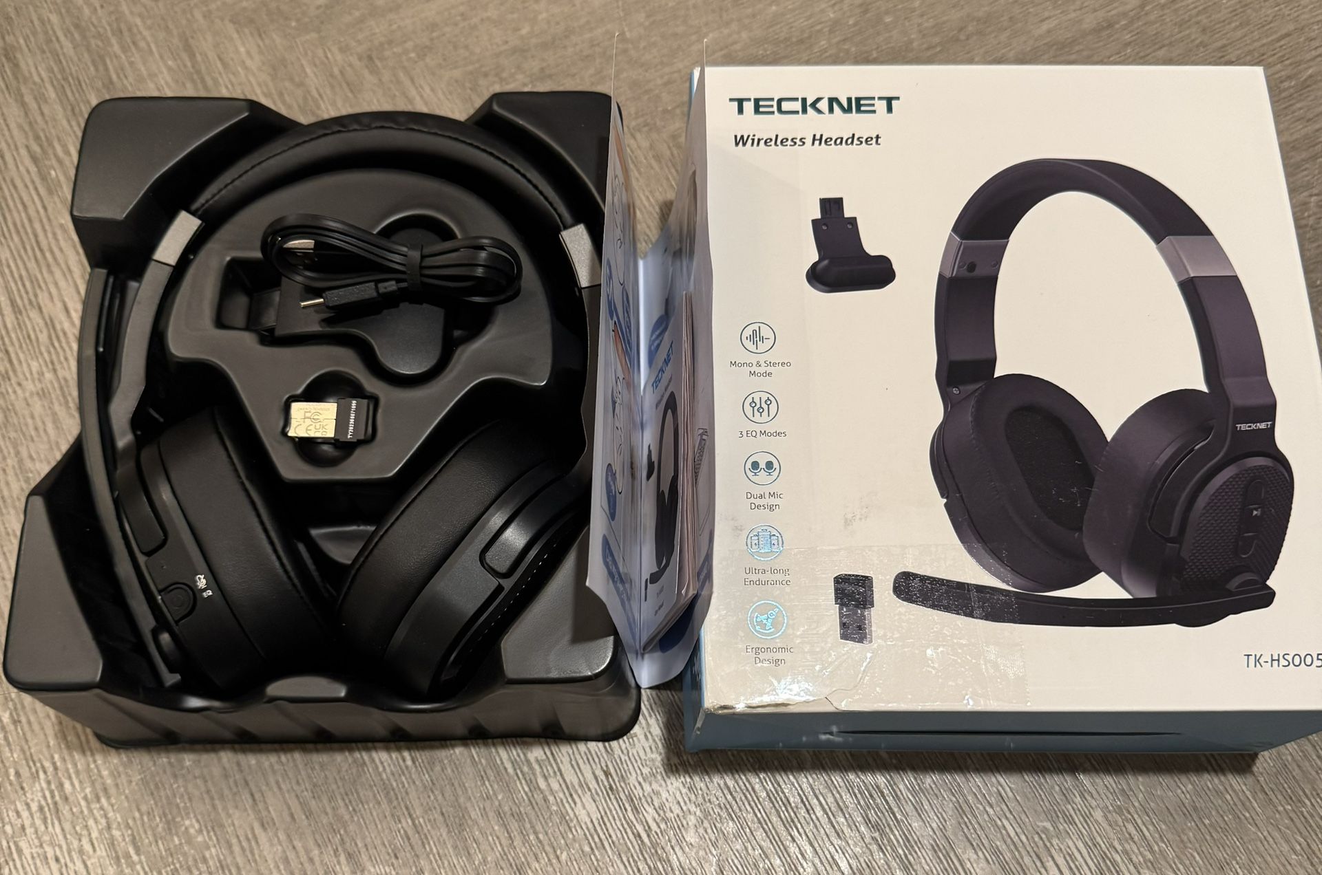 TECKNET Bluetooth Trucker Headset, Single and Dual Ear Wireless Headset with Mic for Work Noise Cancelling, 50Hrs 3 EQ Music Modes Trucker Bluetooth H