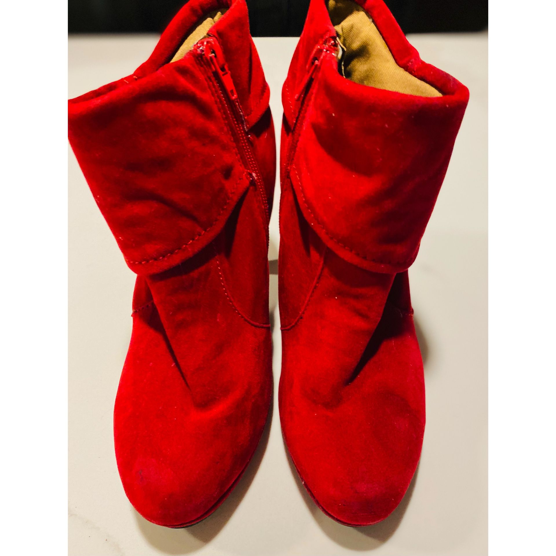 XAppeal Red Suede Ankle Booties Size 8