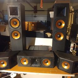Klipsch Rf3 System And Yamaha Receiver  And 12in Subwoofer 