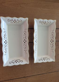 Lenox Shelburne Trays Hand Decorated 24K New