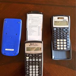 Calculator Bundle: TI BA II Plus Financial, TI-30XIIS Scientific, & Casio fx-55 PLUS Fraction