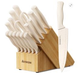 Astercook Knife Set, 17 Pieces Kitchen Knife Sets with Anti Rust