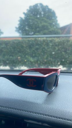 Chanel Rectangle Sunglasses Black and Red
