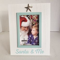 New! "Santa & Me"  Wooden Photo Frame . Holds 6x4 Inch Photo