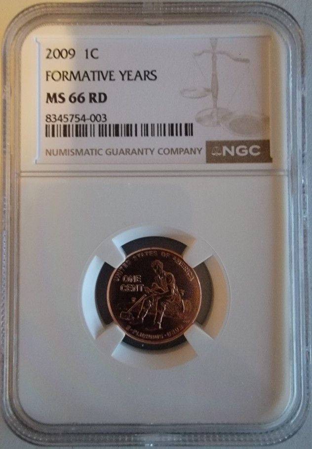 2009-P 1C LINCOLN CENT FIRST DAY CEREMONY NGC MS66 RD FORMATIVE YEARS