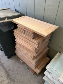 Stack Of Solid Wood Cabinet Doors And Drawer Fronts