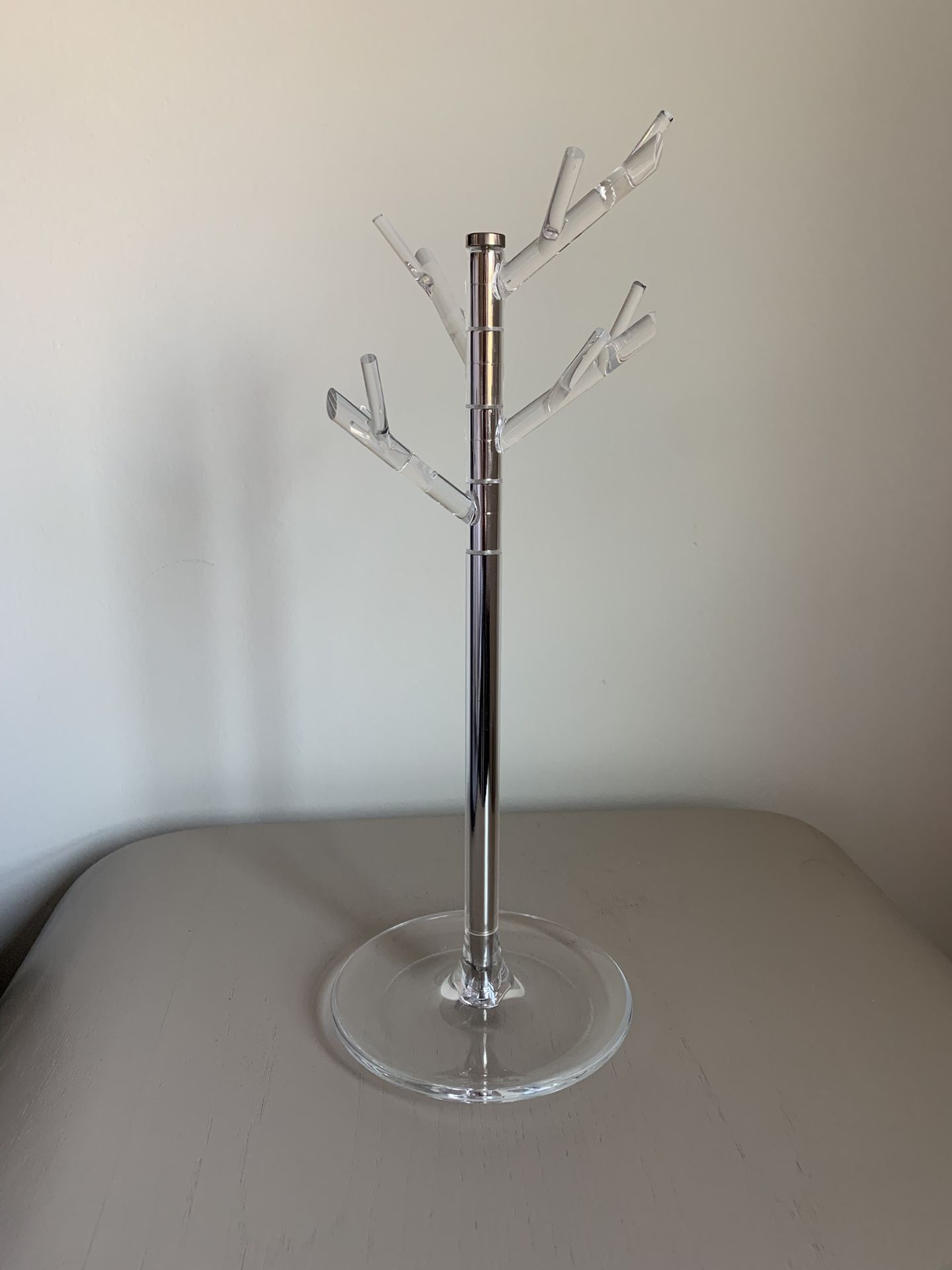Clear Acrylic Jewelry Tree Stand – 14” Tall with Bowl Base