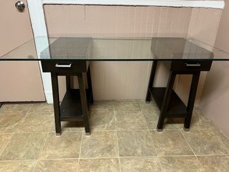 Mid-Century Modern Glass-Top Desk $100