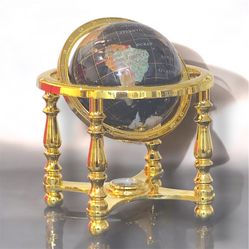 9” Lapis Gemstone World Globe Cradle Mount