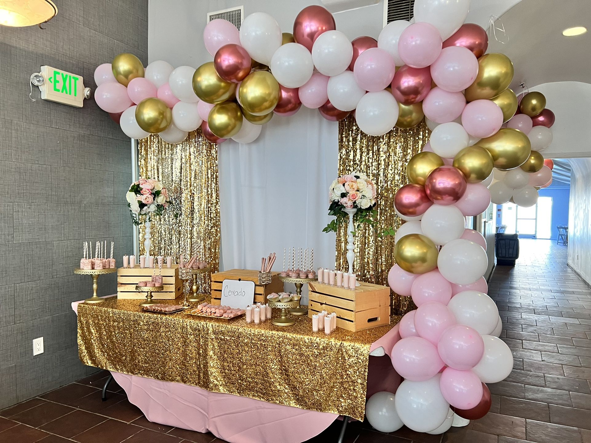 Balloon And Curtain Back Drop  Quince Sweet Sixteen
