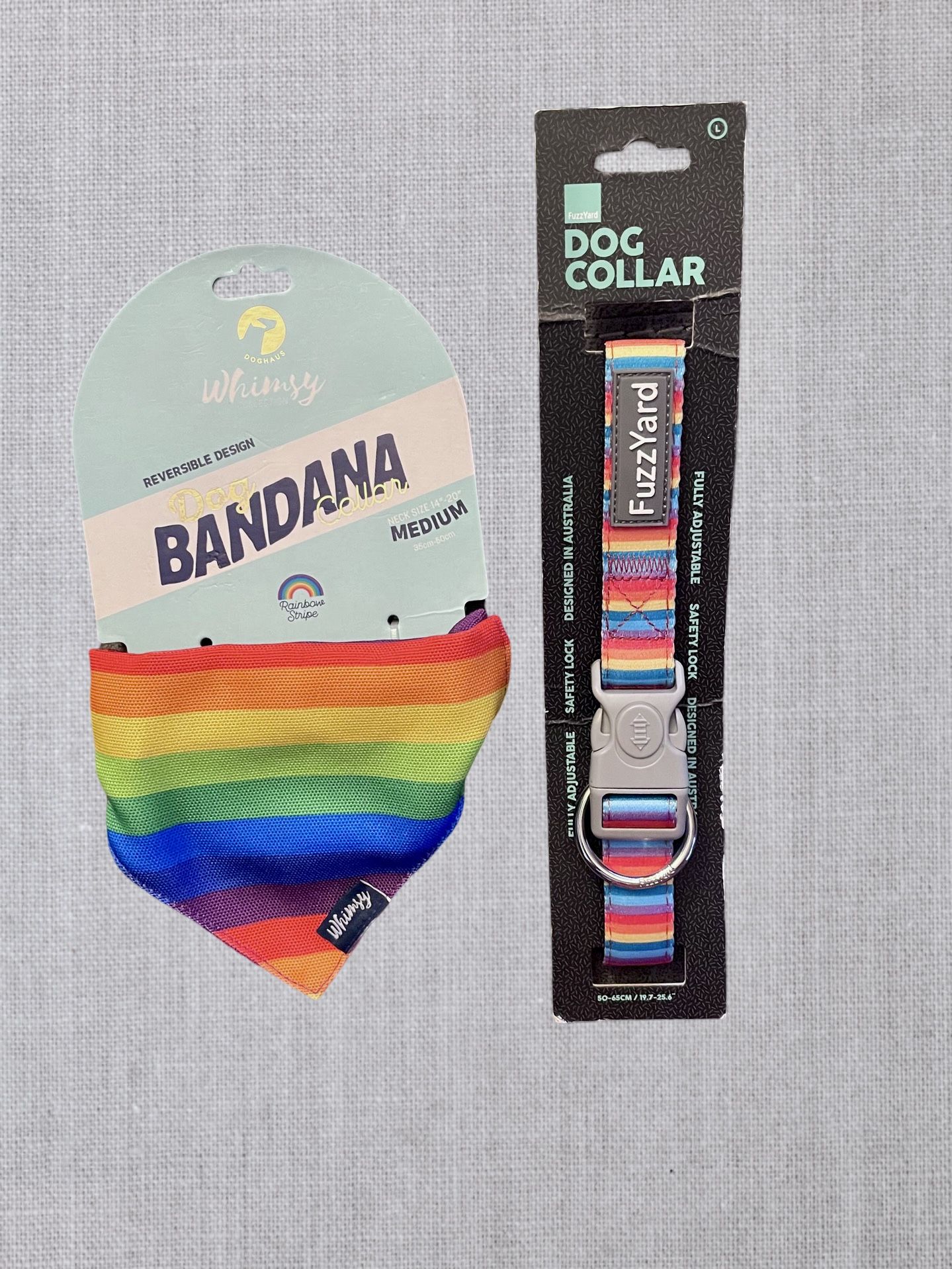 Rainbow Dog Collar L & Bandana Collar M