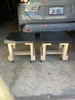 Wood Tables On Wheels End Table/ Night Stand