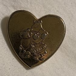 Monsters Inc Disney Pixar Sully And Mike 2012 Gold-Toned Heart Shaped Metal Hat Jacket Pin