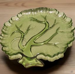 Vintage Hazel Atlas Tree Of Life Glass Snack Plates (2) Mid 20th Century. Mint Cond. Vint.