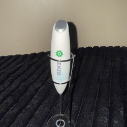 handheld electric milk frother with stainless steel stand 