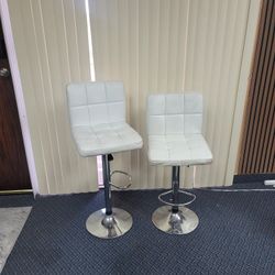 White Air Lift Adjustable Bar Stools 