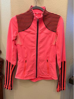 LULULEMON Women Orange Black Stripe Forme Athletic Zip Jacket Size 4