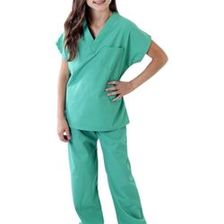 Natural Uniforms Childrens Scrub Set-Soft Touch-Role Play Costume Set (Surgical Green, 12/14)
