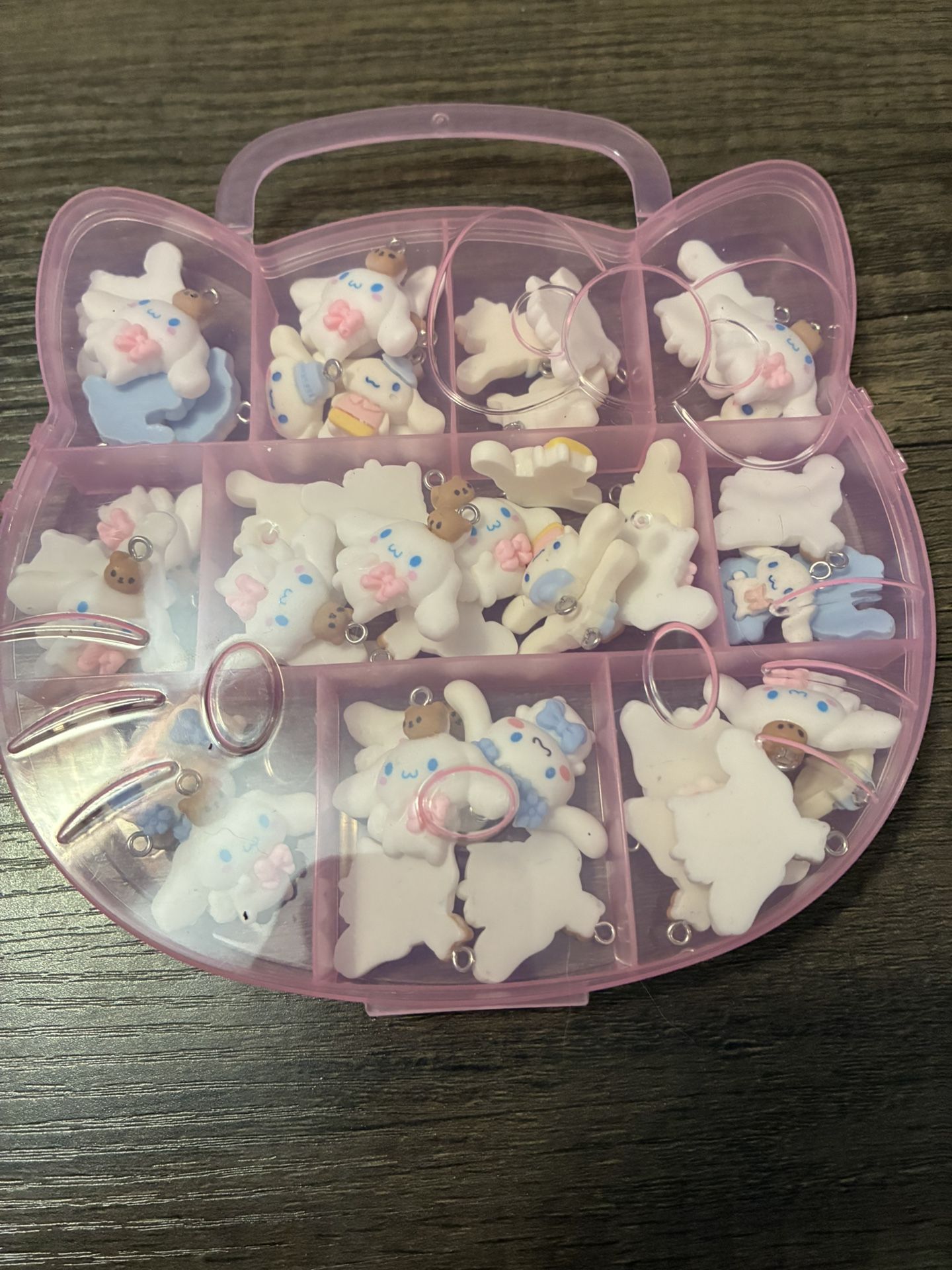 Brand New Hello Kitty Pink Case Filled With Cinnamonroll Random Cute. Charms