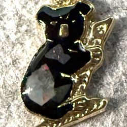 Lovely Vintage Opal Koala Keychain from Australia -24ct Gold Plate /  Silver Plate  Sliced Australian Opal   in Original box  / plastic cover of box i