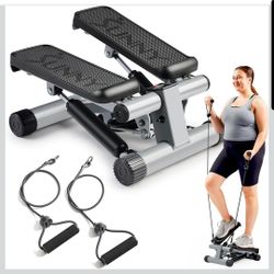 Mini Stepper Exercise Machine with Resistance Bands LCD Monitor Home Cardio