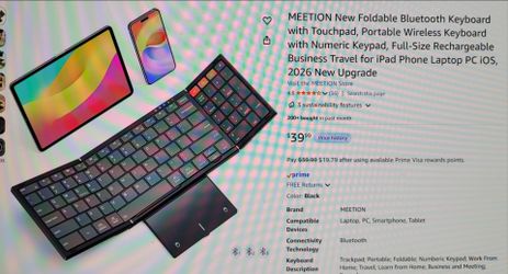 New! Foldable Bluetooth keyboard with TouchPad & Keypad