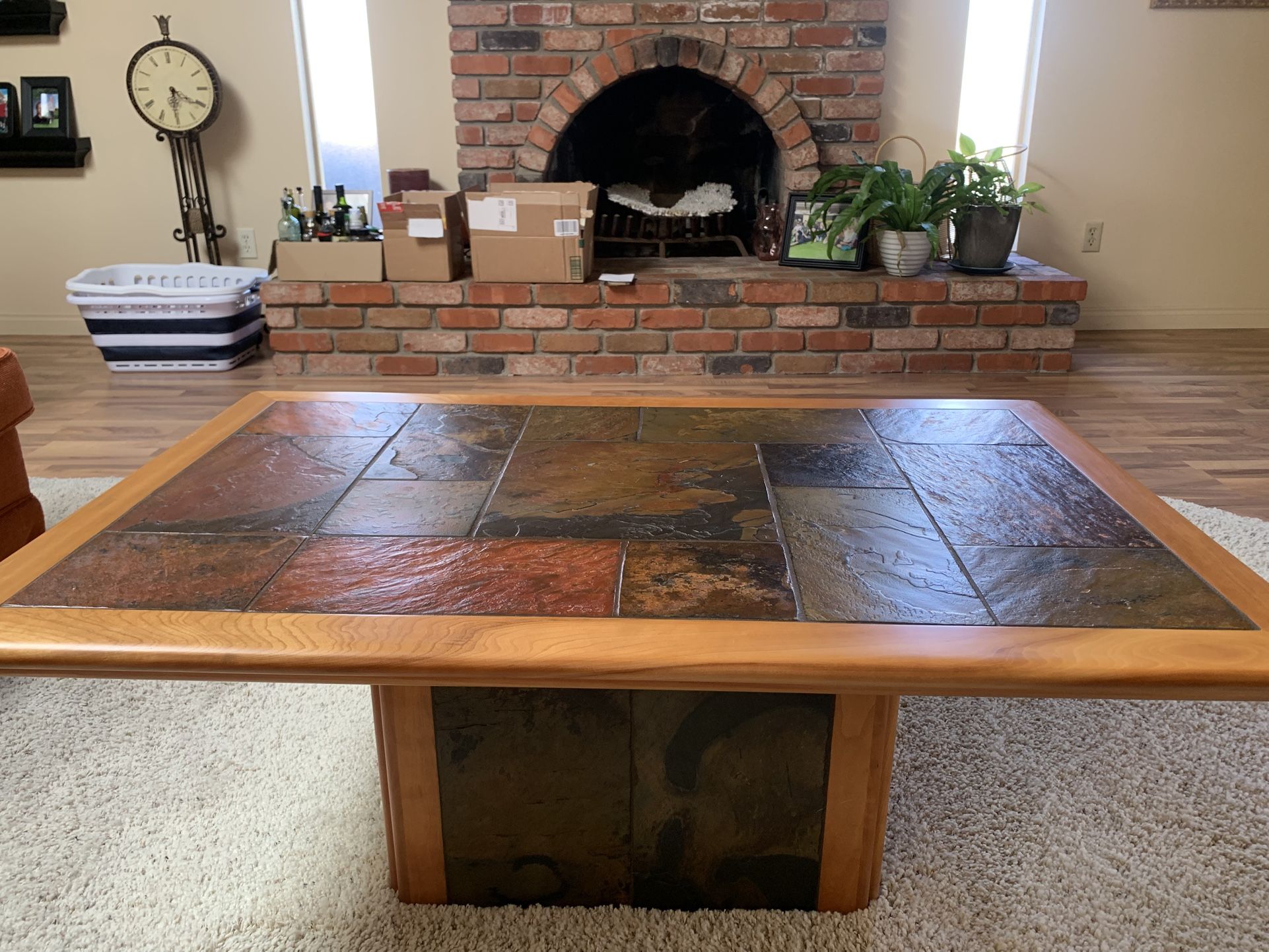 Rustic, Real Slate Coffee Table And Matching Console Table