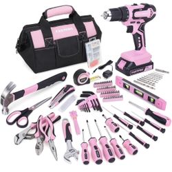 FASTPRO 232-Piece 20V Pink Cordless Lithium-ion Drill Driver and Home Tool Set