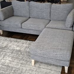 Light Gray Noelle Mid-Century Modern 85” Sofa with Ottoman by World Market