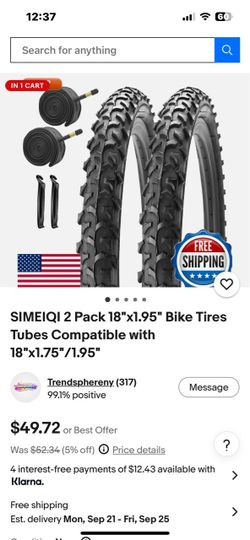 18 X 1.95 New Tires/Tubes. See Photos !