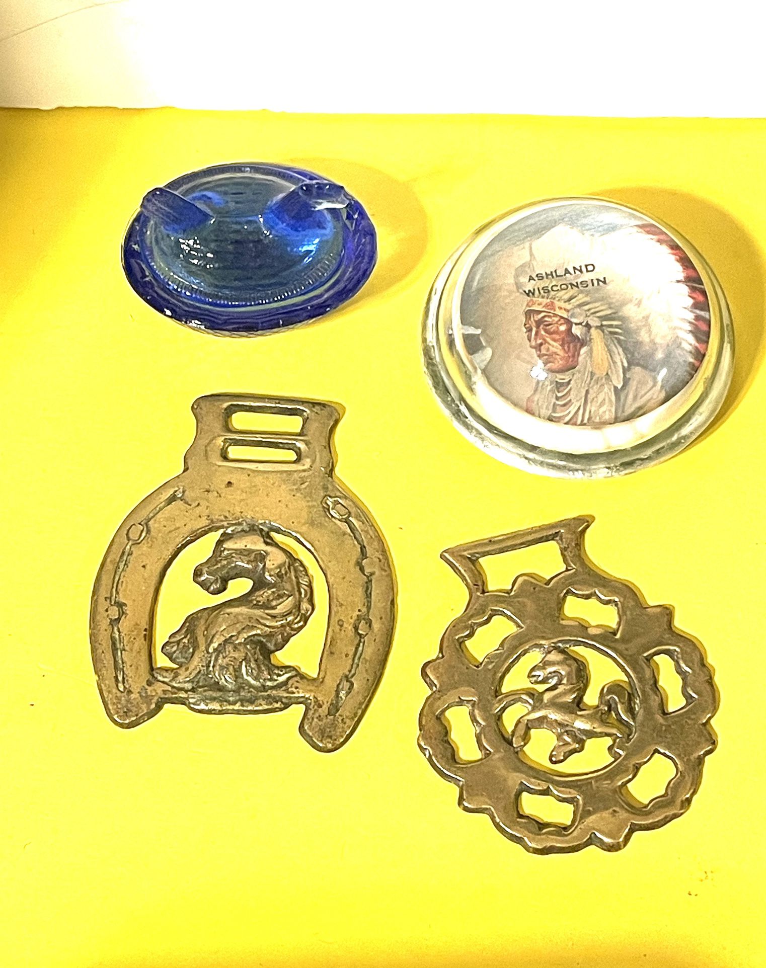 Lot Of Vintage Items Native, Glass Horse Brasses