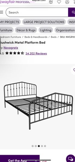 Queen black headboard footboard frame